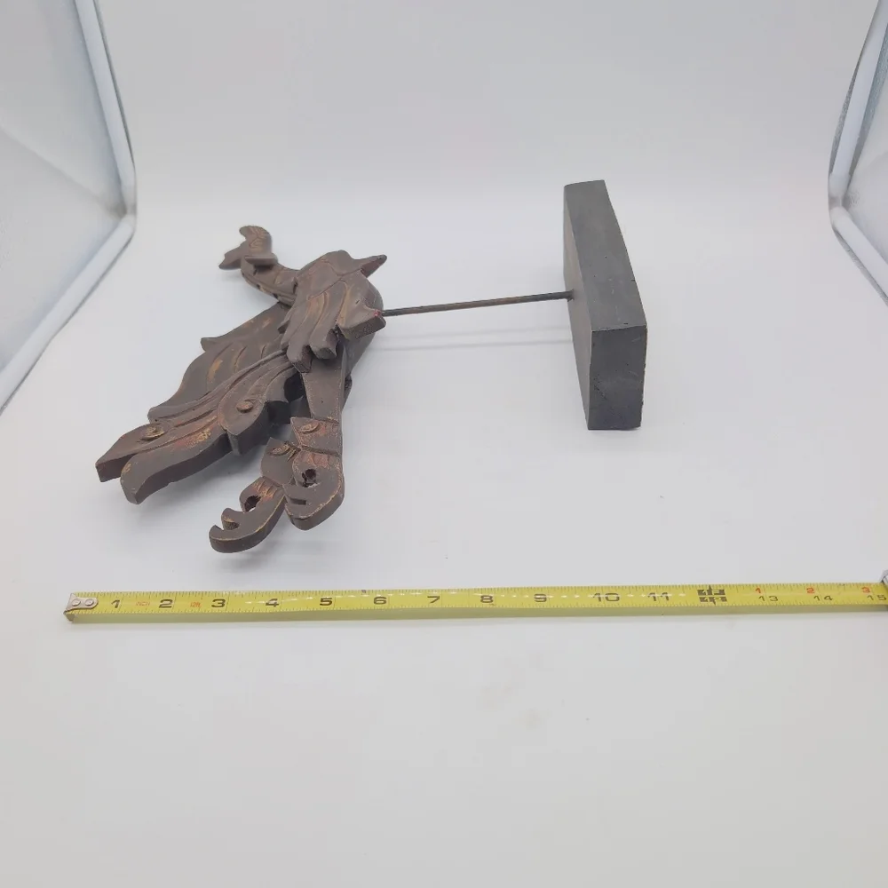 Thailand Carved Dragon/ Phoenix Flying Dewi Sculpture - Picture 6 of 6